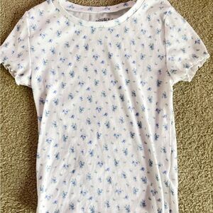 White and Blue Floral Shirt